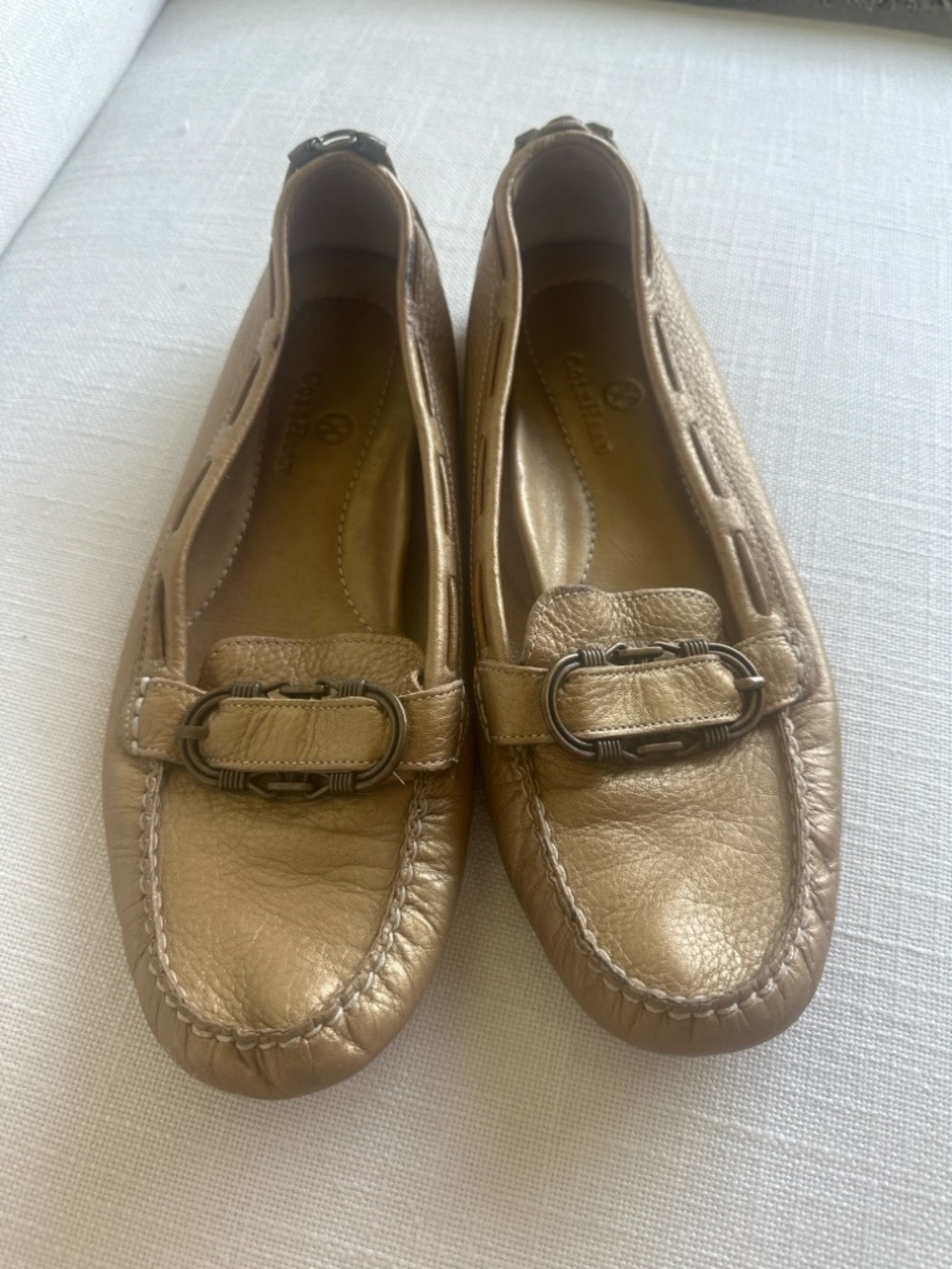 Cole Haan Gold Leather Driving Loafers Women’s Size 9.5 Slip On Moccasins - Picture 5 of 8